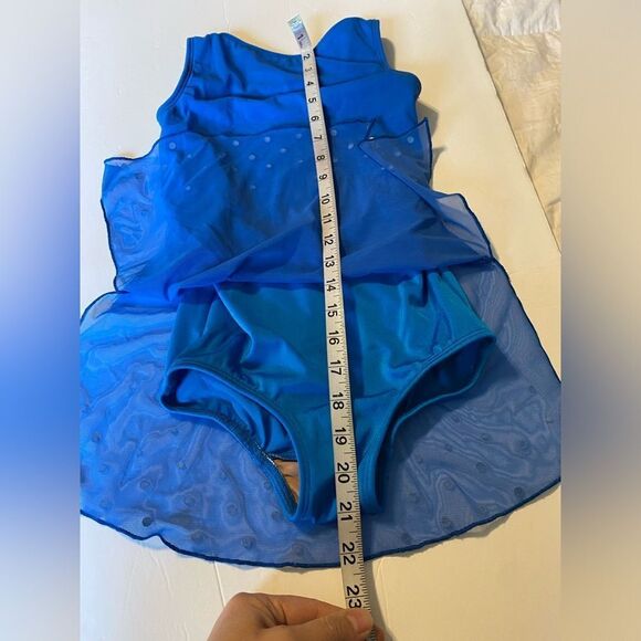 The Lineup Dance Solo custom lyrical blue Costume rhinestone SELAH MESH DRESS 10 - Picture 12 of 15